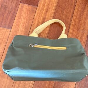 Green Tote Bag with Yellow Handles